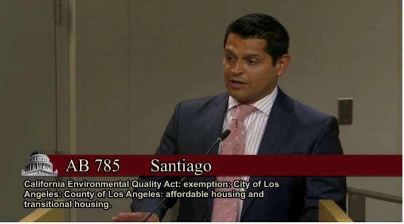 Assemblymember Santiago discussing AB 785