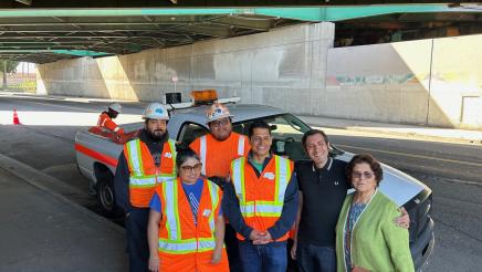 Asm. Santiago put on a cleanup with Caltrans District 7 and community leaders to remove illegal dumping, litter and graffiti from Whittier Blvd. near SR-60 in Boyle Heights. 