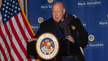 Guest speaker at podium, speaking