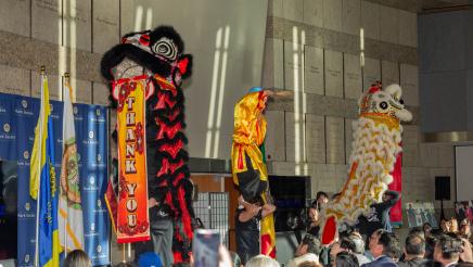 Dragon performers entertaining attendees