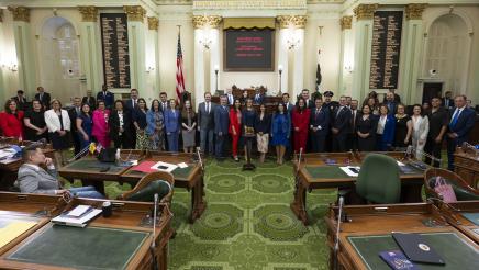 Group photo of Asm. González, Speaker Rivas, other members and honorees